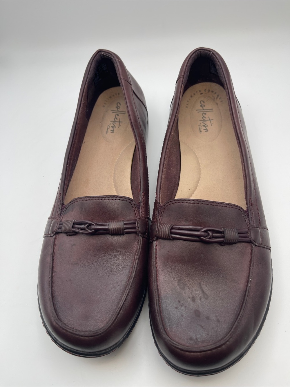 Clarks Women's Dark Burgundy Leather Loafers